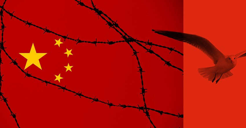 Chinas Flagge mit Stacheldraht, Foto: geralt, Pixabay, public domain